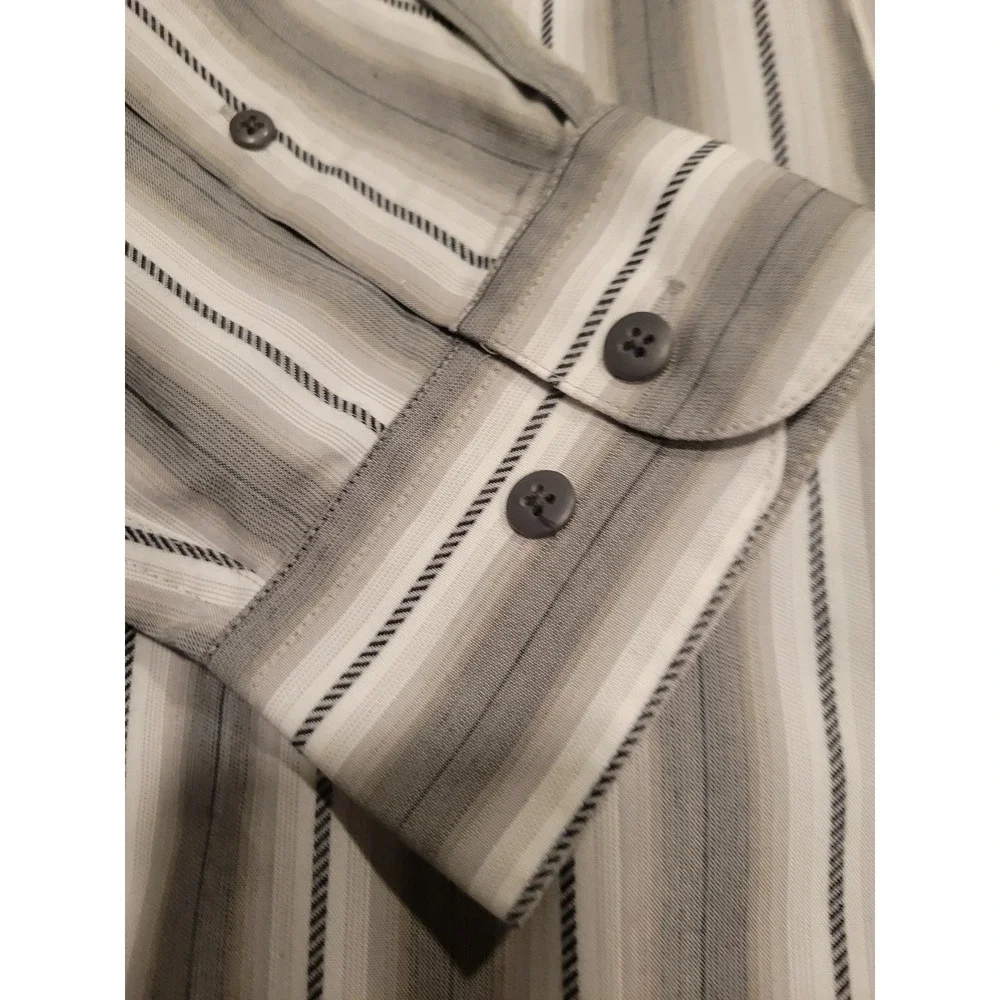 Lot of 2 Pierre Cardin Mens Long Sleeve Button Down Shirts Burgundy Grey Large‎